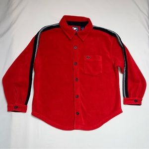 Vintage GAP Red Fleece Shacket Button Front Jacket Sweater Sweatshirt Christmas